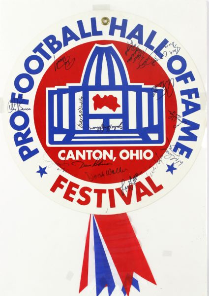 1980s Multi Signed Pro Football Hall of Fame Festival 20" x 29" Display Ribbon w/ 15 Signatures Including Doak Walker, John Henry Johnson & More (JSA)
