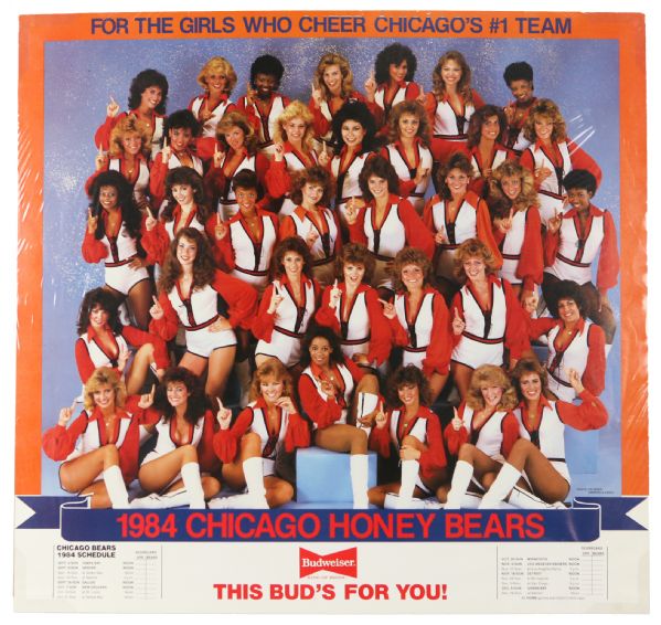 1984 Chicago Honey Bears "For The Girls Who Cheer Chicagos #1 Team" 28" x 28" Budweiser Schedule Poster