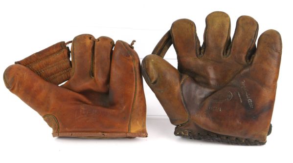 1920s-50s Mel Ott Ransom Jackson Player Endorsed Store Model Fielders Mitt Collection - Lot of 2
