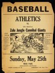 1941 Negro League Georgetown Athletic Zulu Jungle Cannibal Giants Moss Park 9" x 12" Paper Baseball Broadside