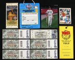 1981-2003 Baseball Memorabilia Collection - Lot of 11 w/ 1983 Cal Ripken Topps, World Series & All Star Tickets & On Field Passes