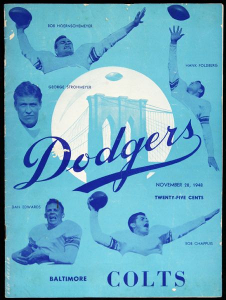 1948 (November 28) Brooklyn Dodgers Baltimore Colts Ebbets Field Game Program