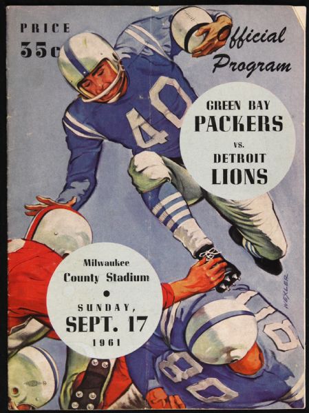 1961 (September 17) Green Bay Packers Detroit Lions Milwaukee County Stadium Game Program