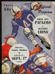 1961 (September 17) Green Bay Packers Detroit Lions Milwaukee County Stadium Game Program