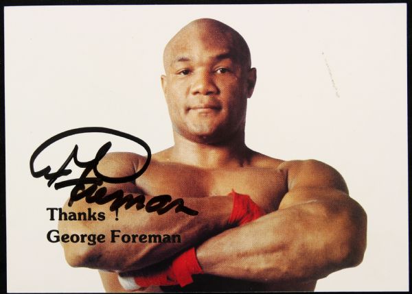 1990s George Foreman World Heavyweight Champion Signed 4 1/4" x 6" Postcard (JSA)