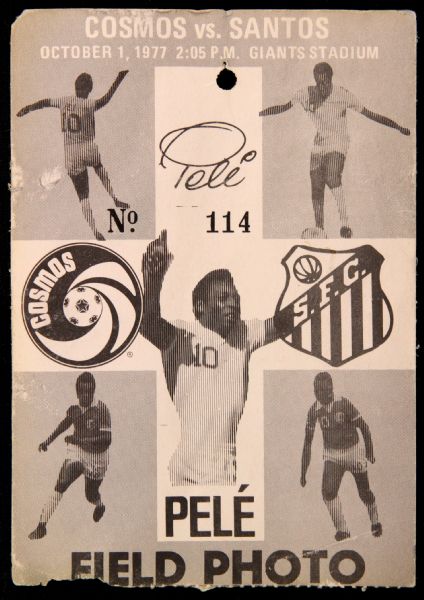 1977 (October 1) Peles Final Game New York Cosmos Santos Football Club Giants Stadium Field Photo Pass