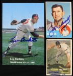 1957-63 Milwaukee Braves Detroit Tigers Harvey Kuenn Joe Adcock Lew Burdette Signed Card Collection - Lot of 3 (JSA)