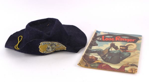 1950s Lone Ranger Comic Book and Rin Tin Tin & Rusty Fighting Blue Devils Hat - Lot of 2