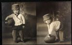 1907-15 Divided Back Child Wearing Flat Top Leather Football Helmet Postcard 