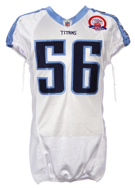 2009 Colin Allred Tennessee Titans Game Worn Road Jersey w/ AFL 50th Anniversary Patch (MEARS LOA)