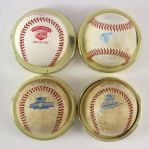 1998-2001 Game Used ALDS ALCS Spring Training Baseballs & Unused Home of Heroes Miller Park Opening Game Baseball - Lot of 4 (MEARS LOA)