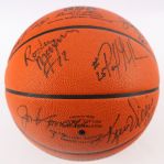 1980's-90's Basketball Memorabilia Collection - Lot of 5 w/ Patrick Ewing Signed Shoes, Sherm Douglas Signed Game Used Sneakers, Celtics/Hawks Team Signed Balls & More (MEARS LOA/JSA)