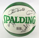 1980's-90's Basketball Memorabilia Collection - Lot of 5 w/ Patrick Ewing Signed Shoes, Sherm Douglas Signed Game Used Sneakers, Celtics/Hawks Team Signed Balls & More (MEARS LOA/JSA)