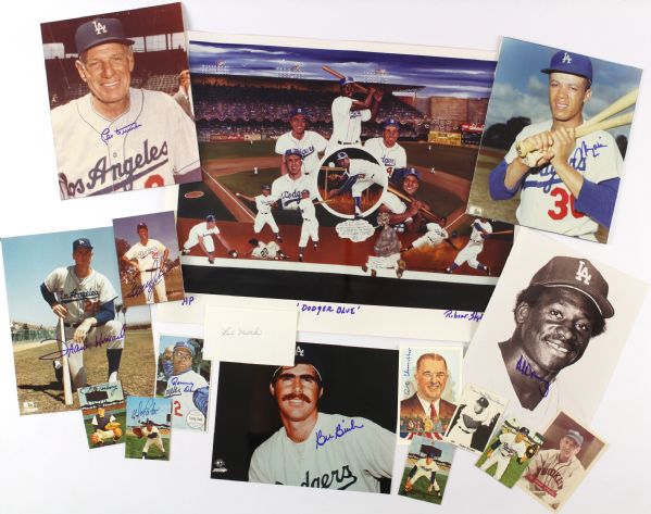 1970-90s Los Angeles Dodgers Memorabilia Collection - Lot of 32 w/ Snider, Durocher & More Signed plus Complete Set of 1984 Union 76 Prints (MEARS LOA)