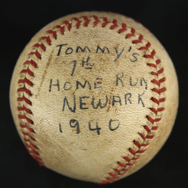 1940 Tommy Holmes Newark Bears International League Game Used Home Run Baseball (MEARS LOA)