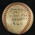 1940 Tommy Holmes Newark Bears International League Game Used Home Run Baseball (MEARS LOA)