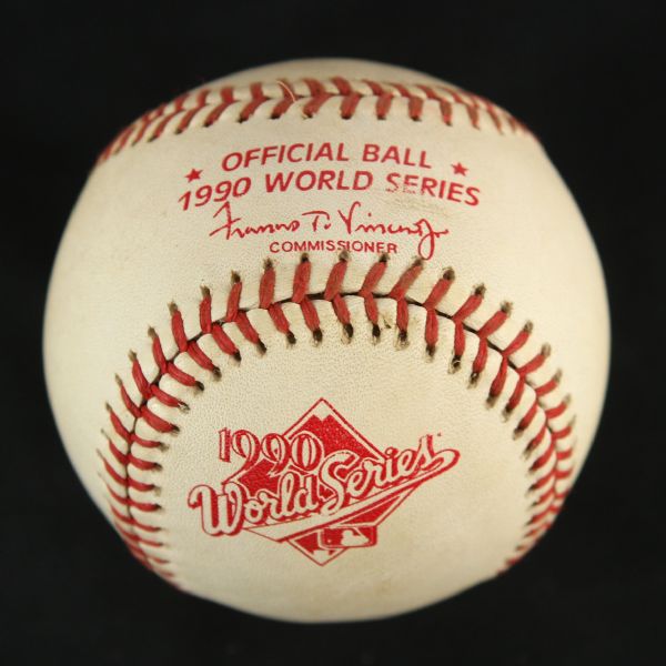 1990 Cincinnati Reds Oakland Athletics Game Used World Series Vincent Baseball (MEARS LOA)