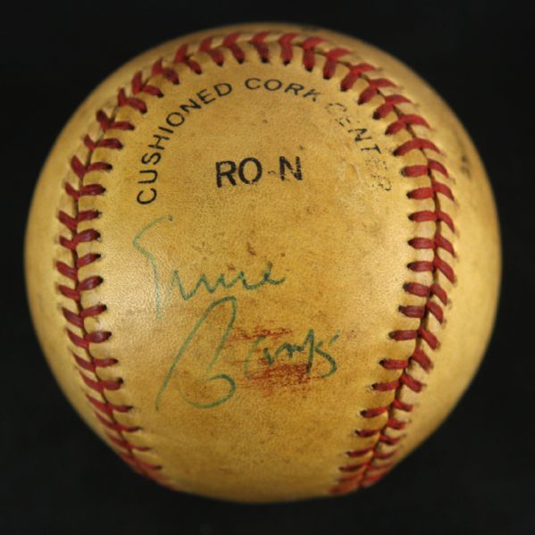 1978 Ernie Banks Chicago Cubs Single Signed ONL Feeney Game Used Baseball (MEARS LOA/JSA)