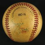 1978 Ernie Banks Chicago Cubs Single Signed ONL Feeney Game Used Baseball (MEARS LOA/JSA)