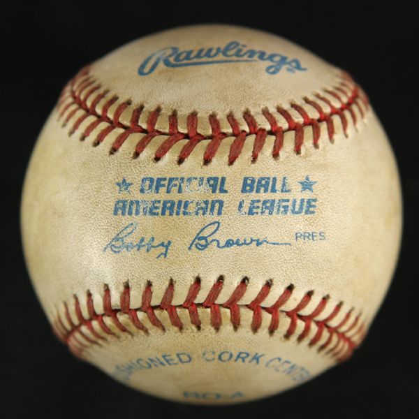 1993 (March 15) Butch Davis Texas Rangers Spring Training Game Used OAL Brown Home Run Baseball (MEARS LOA)