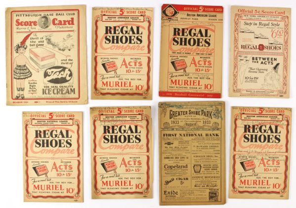 1924-1939 Major League Baseball Scorecard Collection (9) w/ Yankees, Red Sox, Athletics