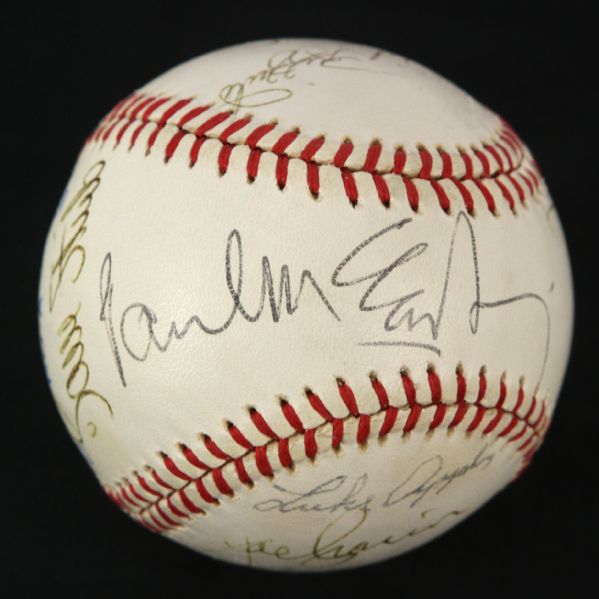 1983 Multi Signed OAL MacPhail Baseball w/ 10 Signatures Including Paul McCartney, Luke Appling, Phil Rizzuto & More (MEARS LOA)