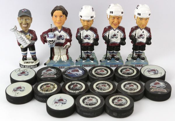 2000s Colorado Avalanche Memorabilia Collection - Lot of 20 w/ Signed Pucks & Bobbleheads (JSA)