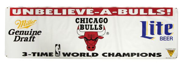 1993 Chicago Bulls "Unbeliev-A-Bulls 3-Time World Champions" 36" x 120" Vinyl Banner