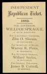 1883 Republican Ticket for Governor of Rhode Island William Sprague 