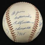 1965 Ernie Banks Ron Santo Billy Williams Chicago Cubs Signed ONL Giles Baseball (JSA)
