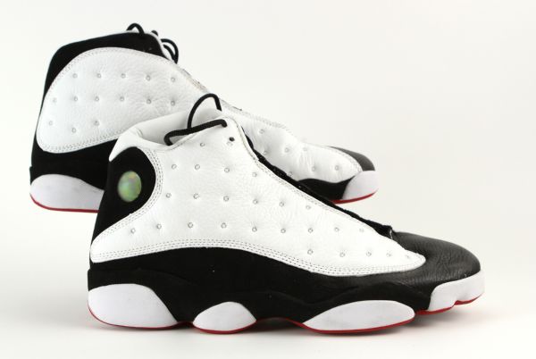 1997-98 Michael Jordan Chicago Bulls Air Jordan XIII Game Issue Shoes (MEARS LOA) "From Michael Jordans Personal Collection"