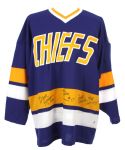 2000s Hanson Brothers Slapshot Signed Charlestown Chiefs Hockey Jersey (JSA)