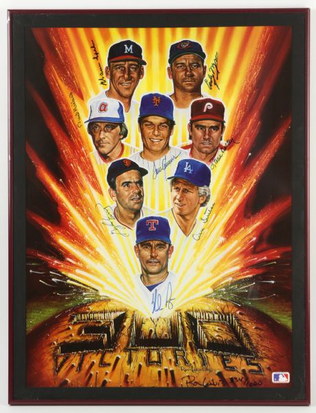 1990 300 Game Winner Signed 20" x 26" Framed Ron Lewis Lithograph w/ Warren Spahn, Tom Seaver, Nolan Ryan & More (JSA) 334/1000