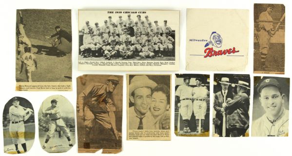 1910s-50s Scrapbook Photo & Newspaper Clipping Collection - Lot of 11 w/ Connie Mack, John McGraw, Johnny Evers, Gabby Hartnett & More 