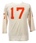 1960s (late) Champion White Durene #17 Game Worn Football Jersey (MEARS LOA)