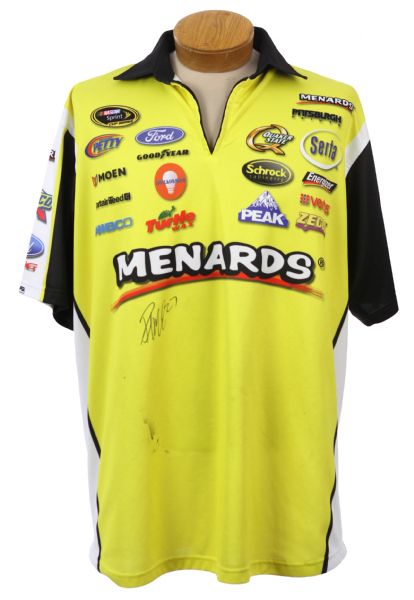 2011-14 Paul Menard NASCAR Signed Crew Worn Shirt (MEARS LOA/JSA)