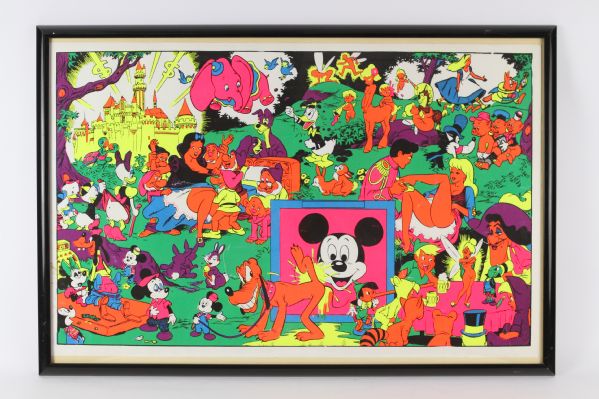 1960s circa Dirty Disney 22" x 35" Psychedelic Black Light Poster