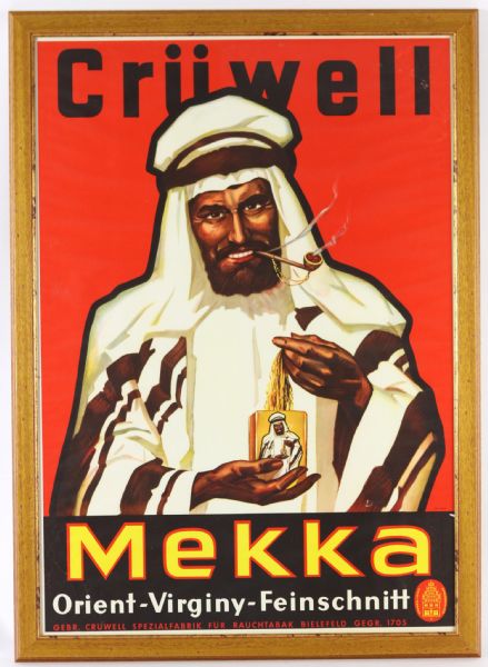 2000s Osama Bin Laden Taliban Cruwell Mekka Orient Virginy Feinschmitt 26" x 36" Framed Tobacco Advertisement