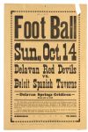 1928 (October 14) Delavan Red Devils Beloit Spanish Taverns Delavan Springs Gridiron 12" x 18" Paper Football Broadside