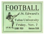 1930 (November 7) St. Edwards Tulsa Univeristy Clark Field 11" x 14" Football Broadside