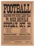 1928 (October 28) Manitowoc Two Rivers Legion Team Delavan Red Devils Delavan Springs Ground 18" x 24" Paper Football Broadside