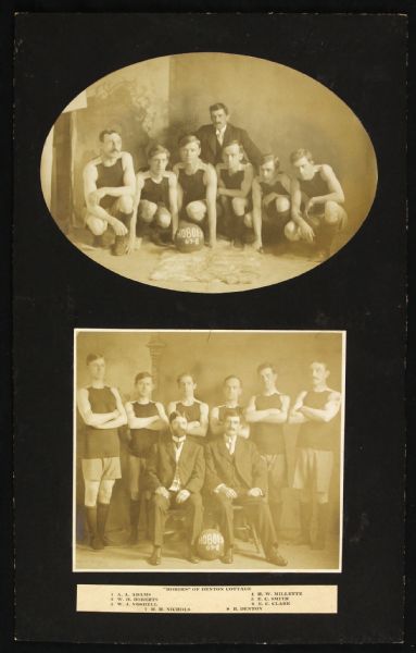 1907-08 Hoboes of Denton College Basketball 9" x 14" Mounted Team Photos