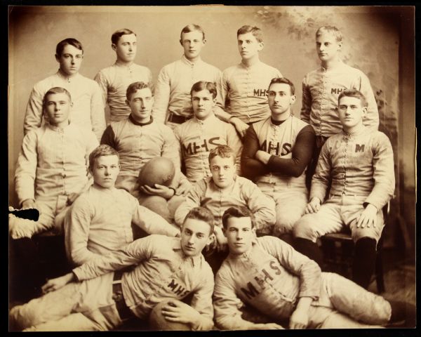 1900s circa MHS Football 10" x 13" Mounted Team Photo
