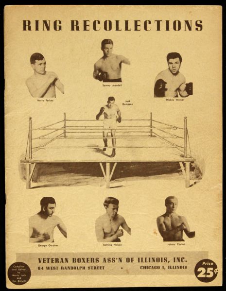 1945 Veteran Boxers Associtation of Illinois Ring Recollections Magazine w/ Jack Dempsey, Battling Nelson & More