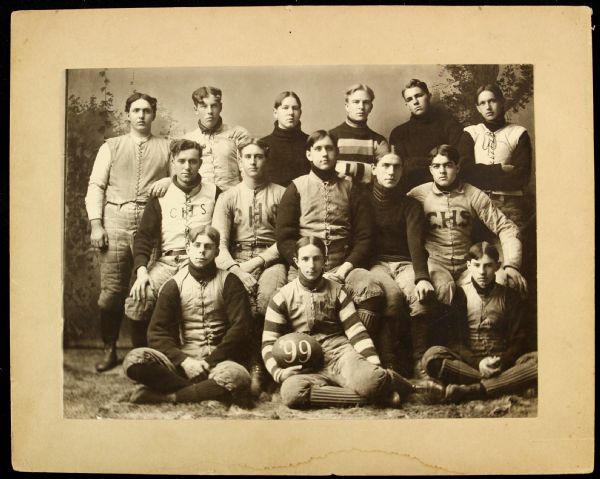 1899 Football Team w/ Union Suits and Mellon Ball 6x8 Vintage Photo on Mount