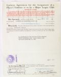 1952 Richard Gernert of the Louisville Baseball Club Uniform Agreement Players Contract signed by Joe Cronin (JSA)