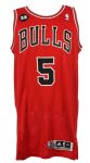 2014 Carlos Boozer Chicago Bulls Game Worn Playoff Road Jersey w/ DJR Memorial Patch (MEARS LOA/Team LOA)