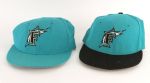 1994-96 Florida Marlins Cap Collection - Lot of 2 w/ 1 Signed by Jeff Conine (MEARS LOA/JSA)