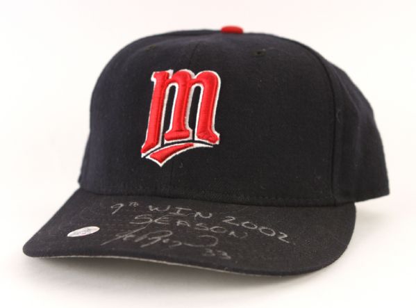 2002 (September 25) JC Romero Minnesota Twins Signed Game Worn Cap (MEARS LOA/JSA)