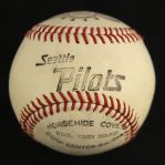 1969 Mike Hegan Seattle Pilots Single Signed Team Logo Baseball *JSA*
